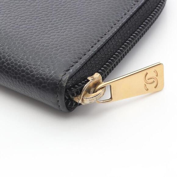 CHANEL Authentic Black Leather Logo Wallet - Picture 6 of 11